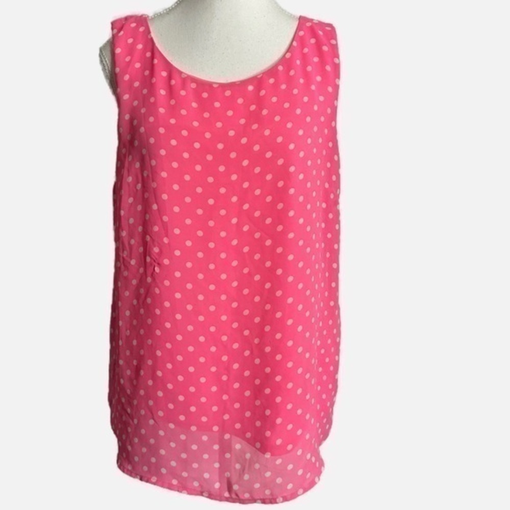 Forever 21 Neon Pink Polka Dot Tank Top